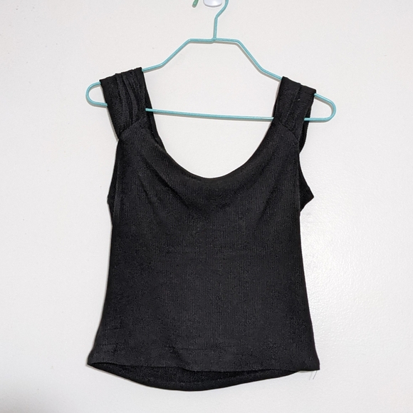 EUC Forever 21 rib ribbed knit black sleeveless tank top off shoulder size S - Picture 1 of 6